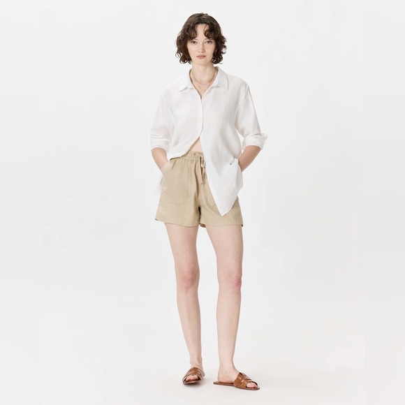 Quince 100% European Linen Shorts Driftwood M - Picture 3 of 7